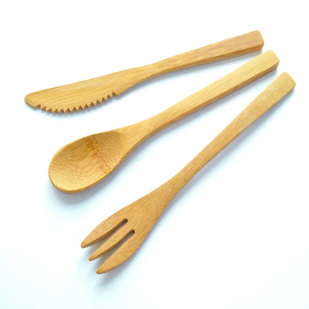 Jm Reusable Bamboo Cutlery Forks Knives &amp; Spoons Perfect Replacement for Plastic